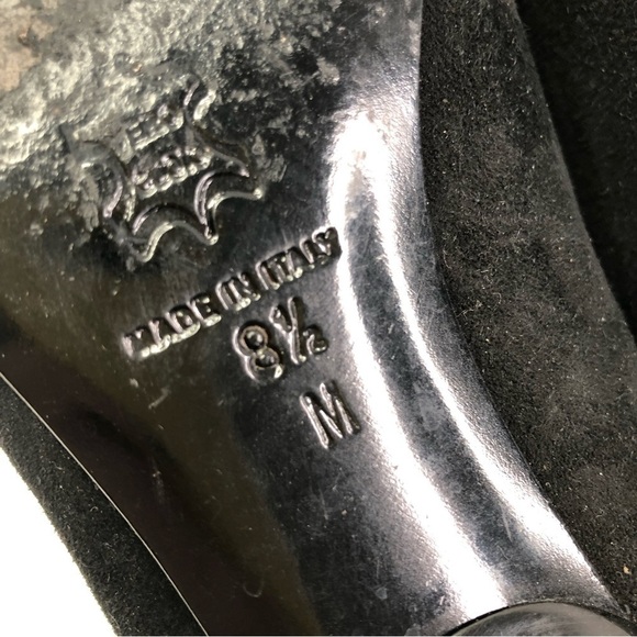 VINTAGE Donald. J. Pliner 12 GEES kitten heels brass chain suede and leather 8.5 - Picture 10 of 11